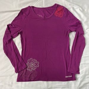 Marmot embroidered purple long sleeve T-shirt